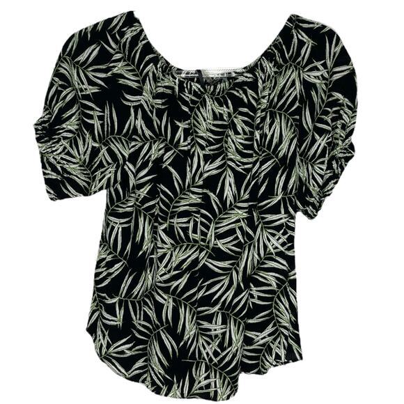 1.STATE Womens Off The Shoulder Palm Print Top Size S Black NWT Tropical - Picture 3 of 6